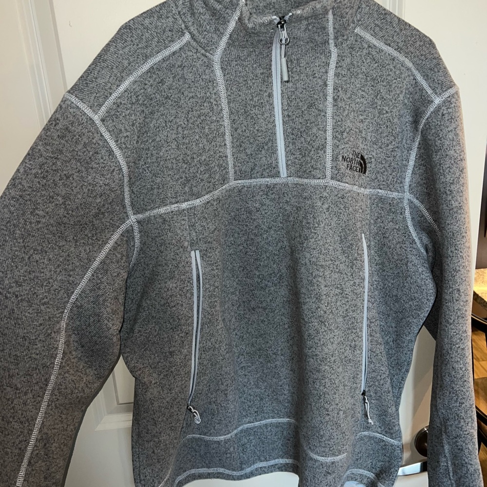 The North Face Gray Zip Up Sweater with Contrasting Seams